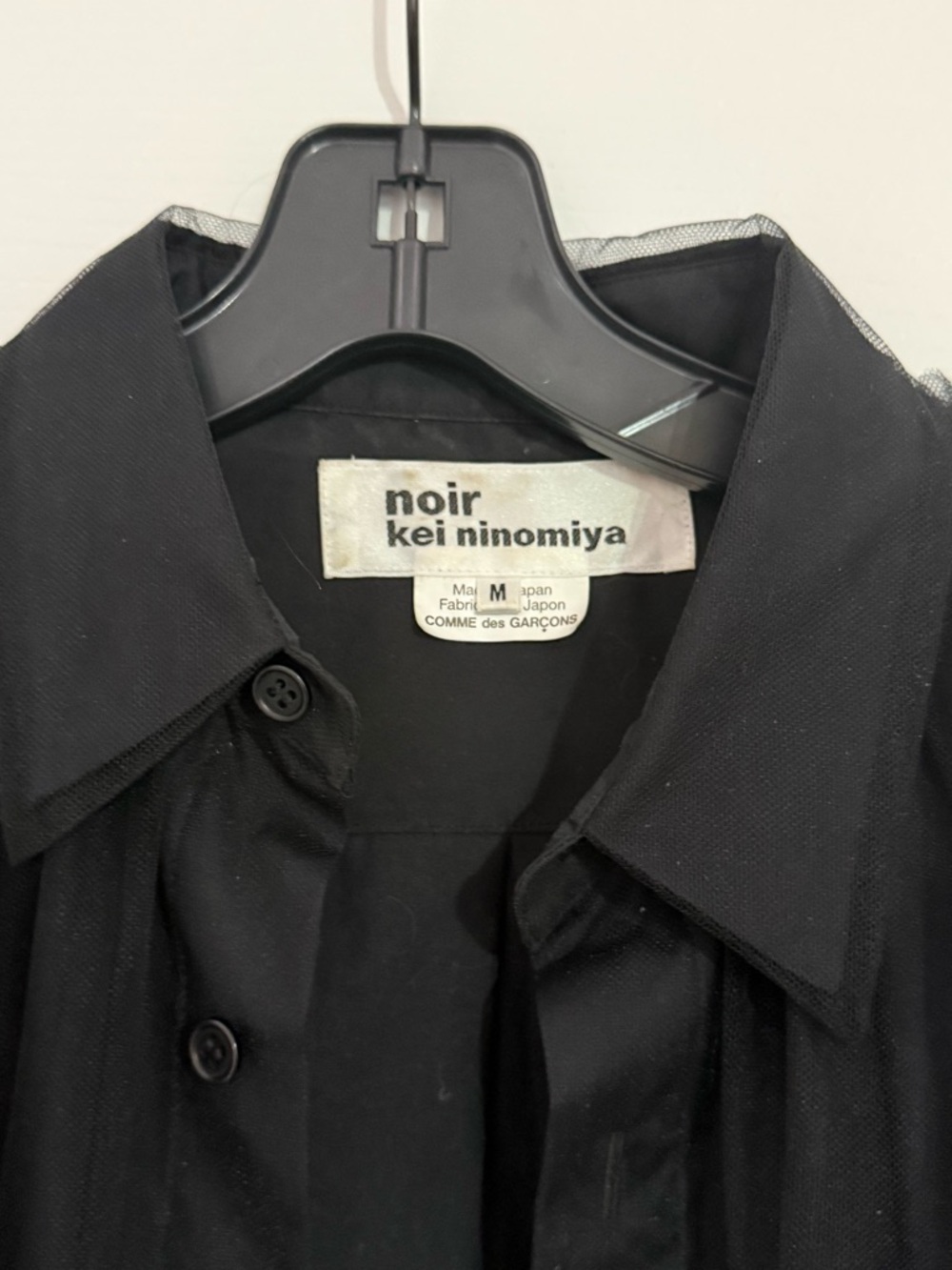 noir kei ninomiya Black Sheer-Trim Button Shirt - Picture 4 of 7